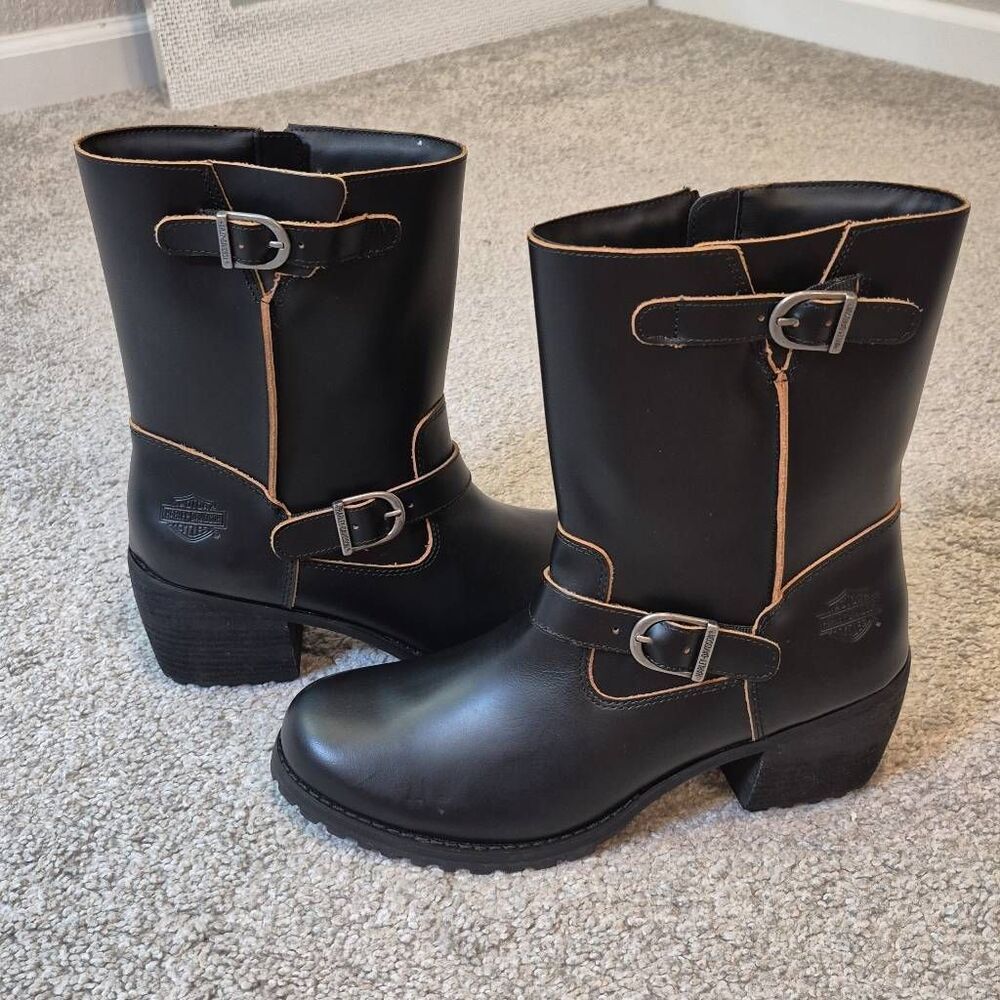 Harley-Davidson Women's Size 10 Lalanne Engineer Riding Boots Black - Picture 7 of 8